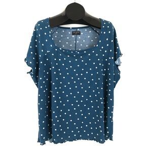 Lane Bryant Square Neck Polka Dot Top Women's Plus Size 26/28 Textured Stretch